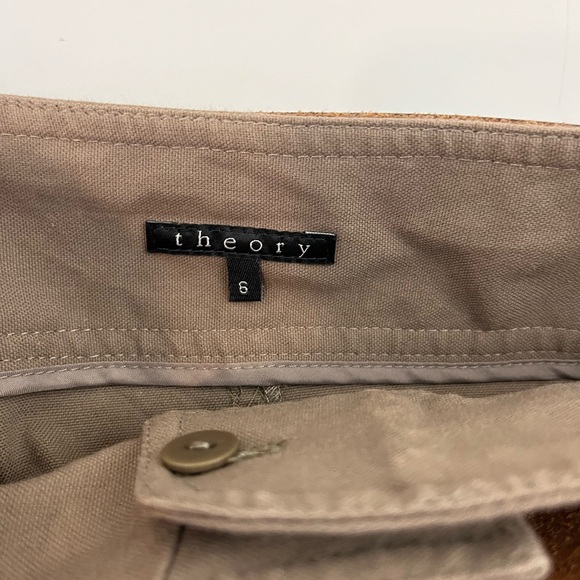 Theory Brown Khaki Skirt with Leather Belt Size 6 - Picture 7 of 8